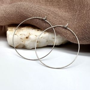 Madewell 14K White Gold Plated Thin Hoop Hypoallergenic Minimalist Jewelry
